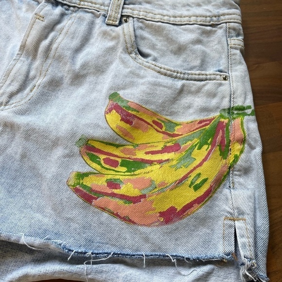 HAND painted crafts distressed artsy jeans shorts - Picture 3 of 10